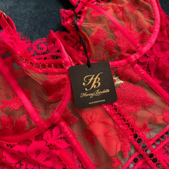 NWT Honey Birdette Molly Red Lace Bustier Size 36G / 36H (14G / 80H) - Picture 4 of 8